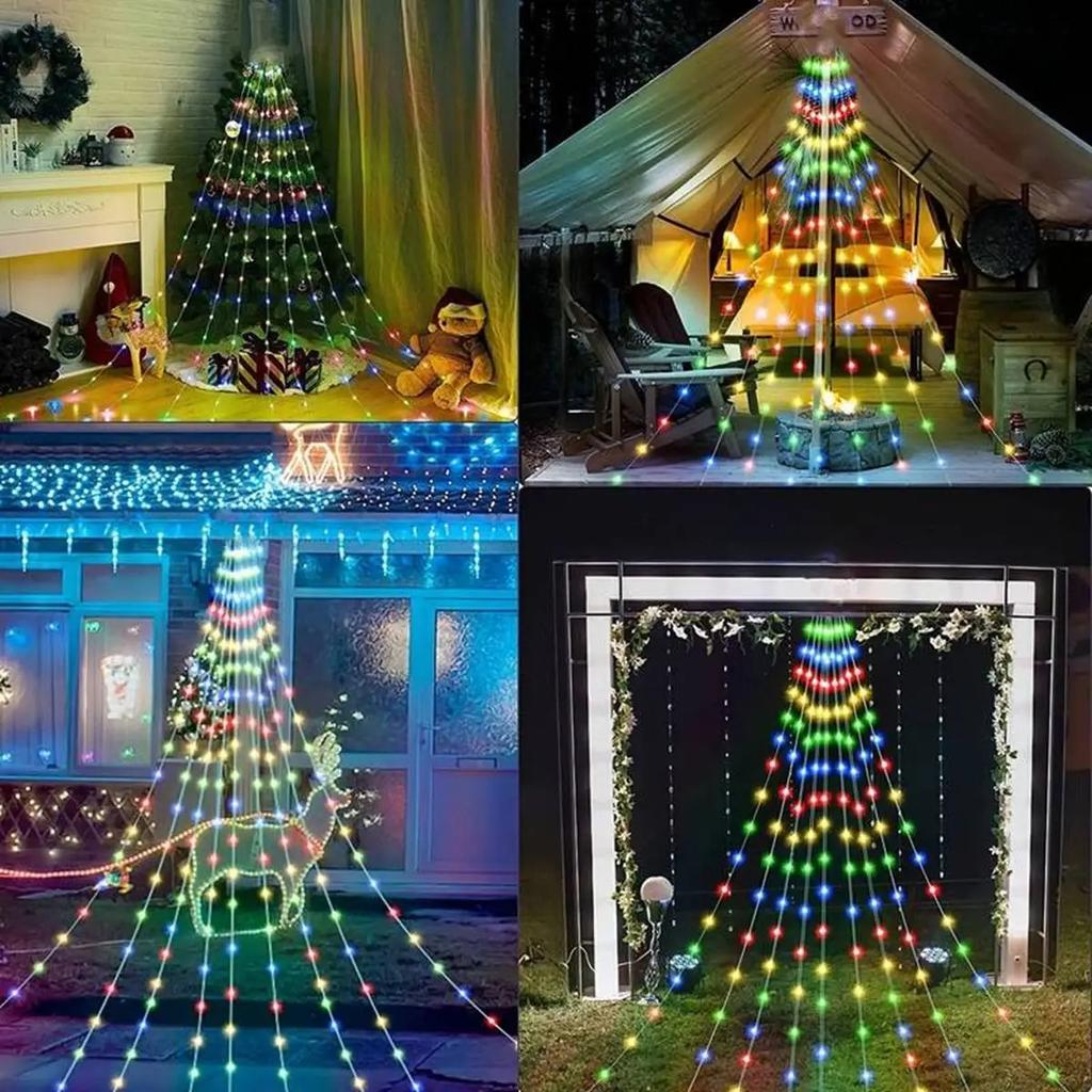 180LED  Starry Light String RGB Dreamcolor Christmas Tree Decorative Light Strip Waterfall Tree Fairy Light 8 Modes Icicle Light