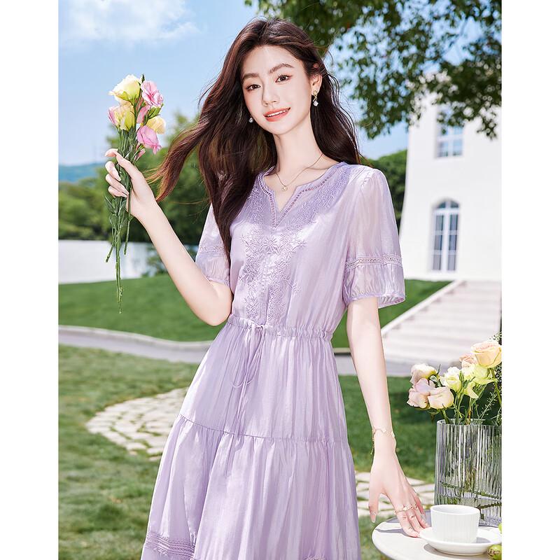 Women's Elegant Short-Sleeve A-Line Midi Dress