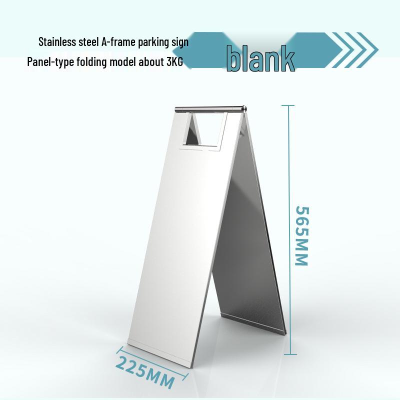 Stainless Steel No Parking, Caution Slippery, A-Frame Folding Sign