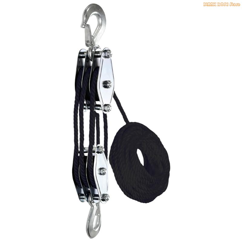 

K1AE Ergonomic Block and Tackle Pulley System Rope Pulley Hoist with Lifting Power 3 rounds