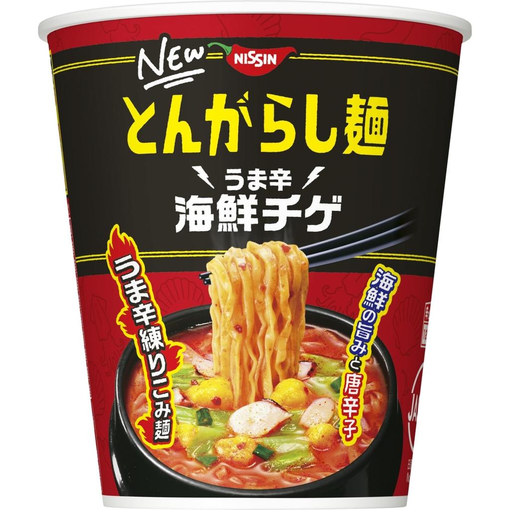 Nissin Foods Tongarashi Spicy Seafood Jjigae Kneaded Cup 62g X 12 Packs Noodles, [Spicy Noodles], Noodles,