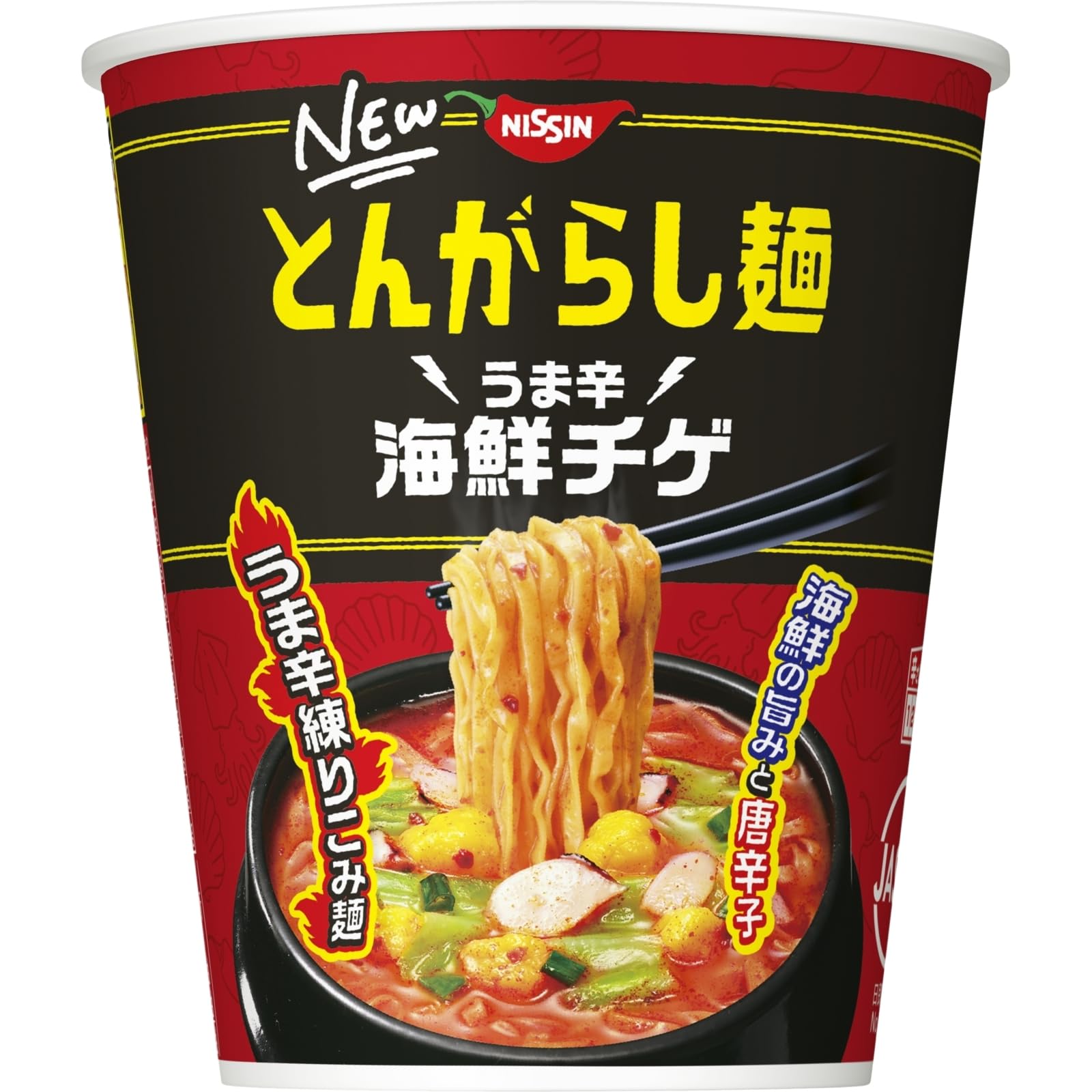 

Tongarashi spicy seafood chige Nissin cup 62g x 12 pieces noodles, [spicy noodles], Foods, noodles,