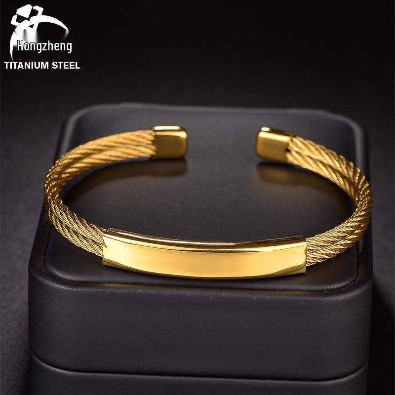 

Трендовый европейский и американский браслет из нержавеющей стали с изогнутой пластиной и проволокой - DIY гравировка, открытый браслет-манжета, подарок на день рождения