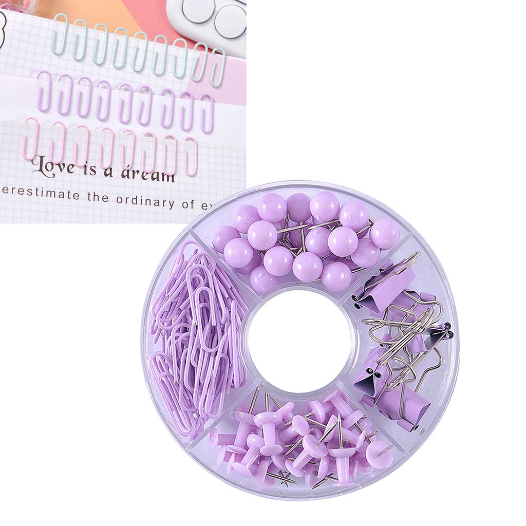 105pcs Push Pins Binder Clips Paper Clips Map Tacks Sets Multifunction Durability Office Clip Set