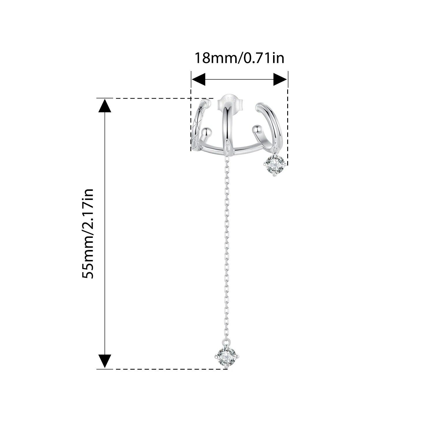 

WOSTU настоящее серебро 925 пробы, трехслойные зажимы для ушей для женщин, блестящие циркониевые длинные серьги-гвоздики, вечерние украшения, свадебный подарок SCE1754