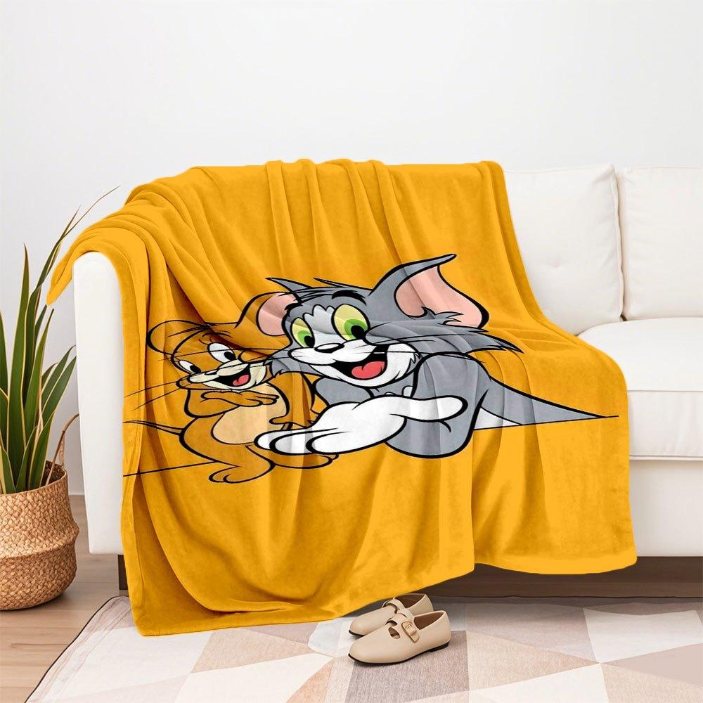 "Tom & Jerry Adventure: Classic Cartoon Characters Phone Case Cover"Blanket Flannel Throw Blanket for Sofa, Bed, Travel, Camping, Office
