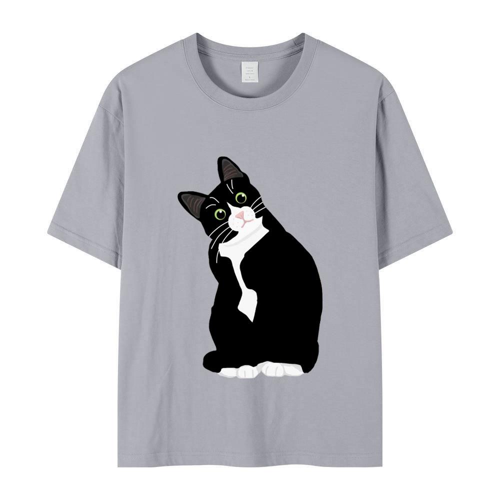 Cute Funny Tuxedo Cat Printing T Shirt Summer Tshirts Women Harajuku Fashion Style Tshirt Streetwear Women Clothing Graphic