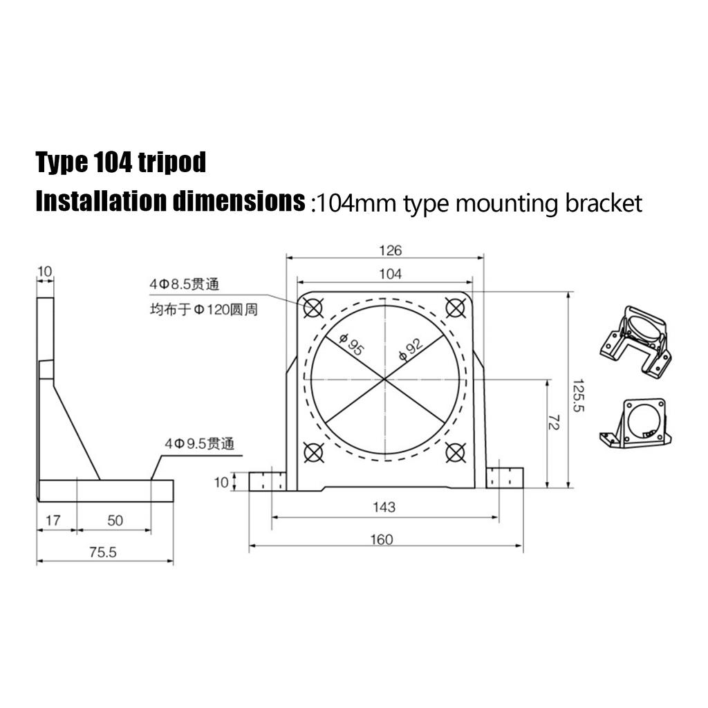 AC Getriebemotor Montagehalterung, Schwarz Mini Einphasenmotor Aluminiumlegierung Halterung anwendbar für 110V 180W-370W Variable Geschwindigkeit