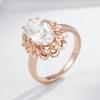 Classic Big Oval Natural Zircon Ring For Women Fashion  Rose Gold Color Crystal Flower Daily Vintage Jewelry