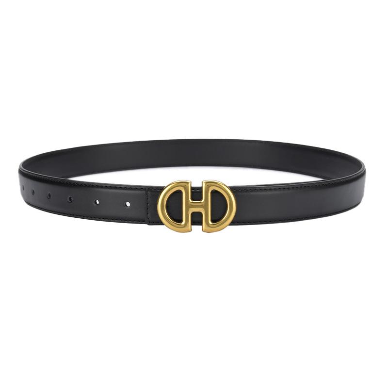 New Women's Belts Colorful and Fashionable Versatile Two-layer Cowhide Belt Simple Style Skirt Belt