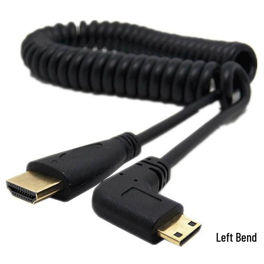 Mini 90° HDMI to HDMI HD Spring Cable for DSLR Cameras to TV