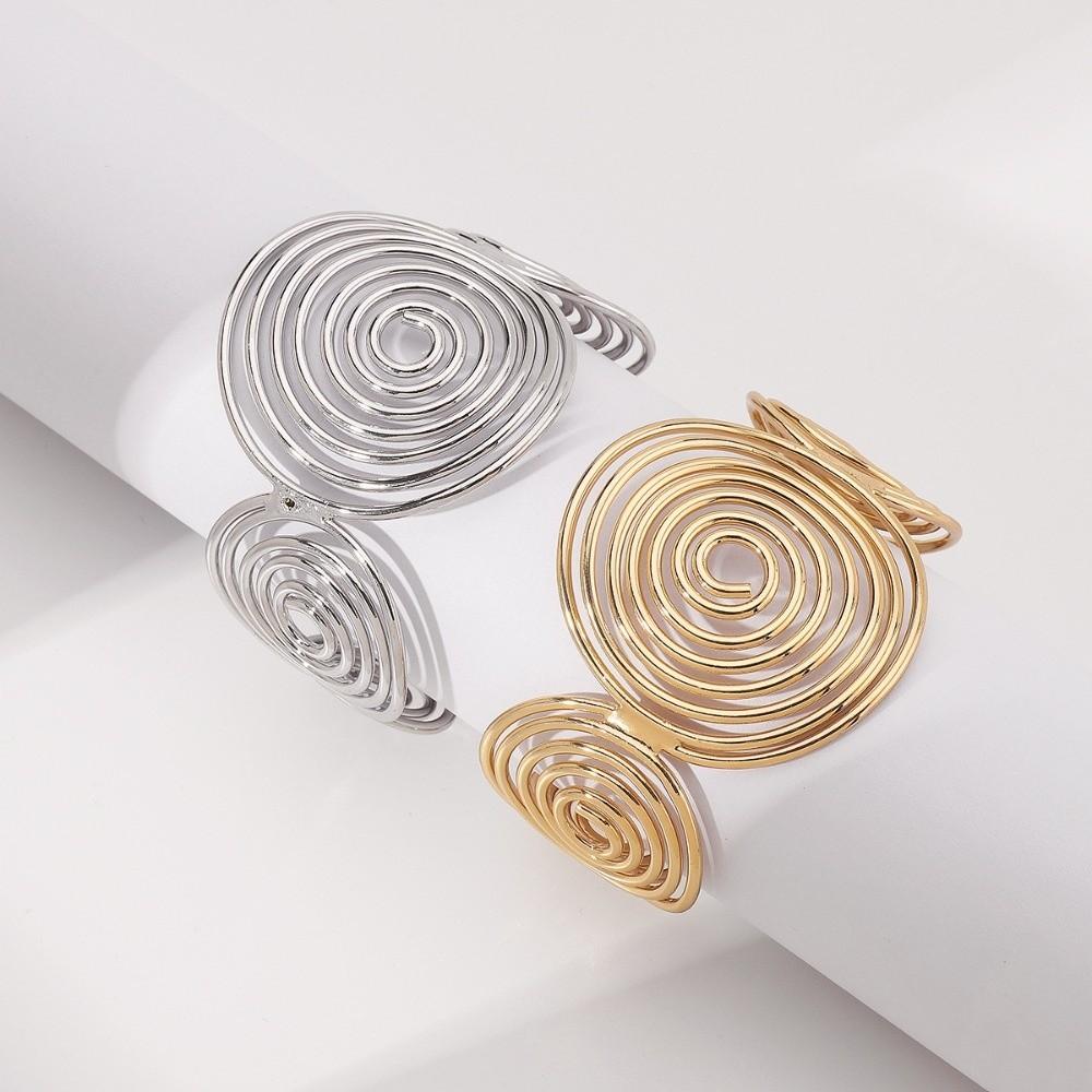 S/Round Shape Irregular Wide Bracelet Wave Opening Retro Hand Ring Zinc Zinc Alloy Wide Opening Bangle Gift