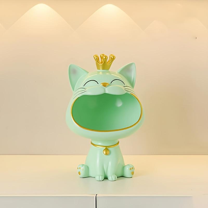 Lucky Cat Statue Sculpture Table Decoration Miniature Figurine Sundries Storage Box Modern Living Room Desk Home Decor Ornaments