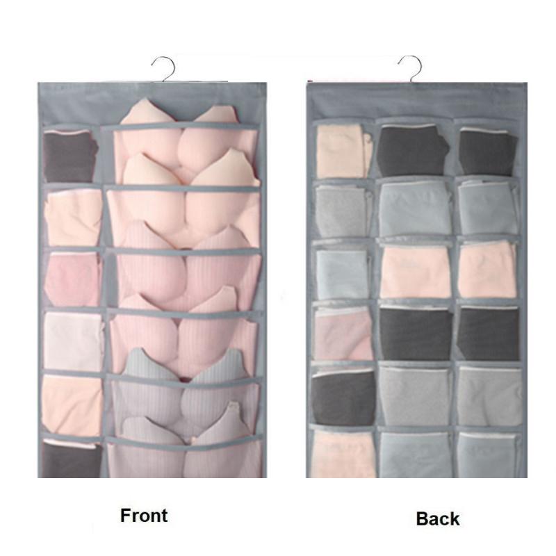 15/24/30/36 Pockets Double 2 Side Hanging Bag Bra Underwear Storage Organiser Tidy Hanger