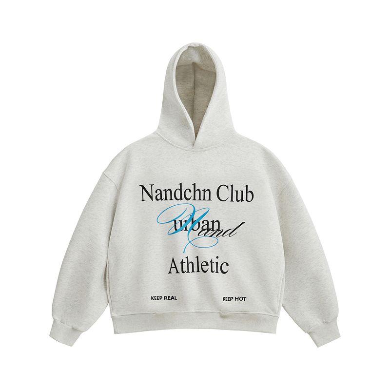 

Men s American-Style Handwritten Hoodie, Unisex Oversized Spring Letter Print Long-Sleeve Loose Couple Hoodie Flower Gray 2XL