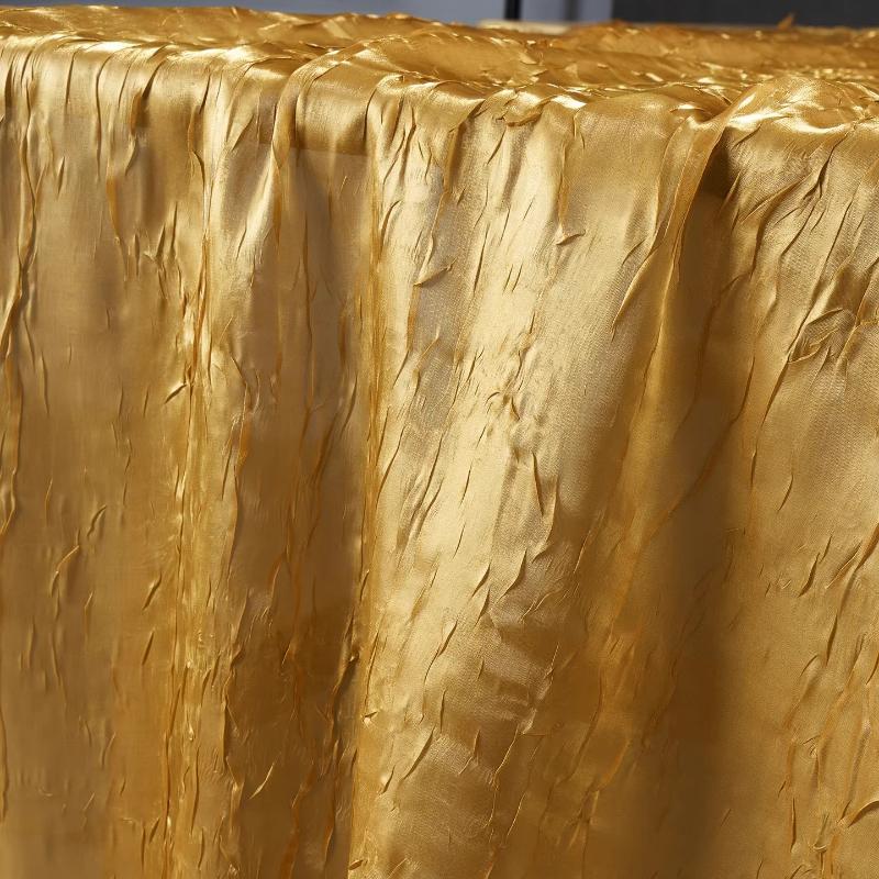 Golden Yellow Water Ripple Pleated Crepe Fabric Creative Three-dimensional Reflective Texture Fabric DIY Dress Stage Costume