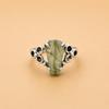 Green Rutilated Quartz Coffin Ring In 925 Sterling Silver, Gothic Crystal Statement Ring, Handmade Boho Gemstone Jewelry