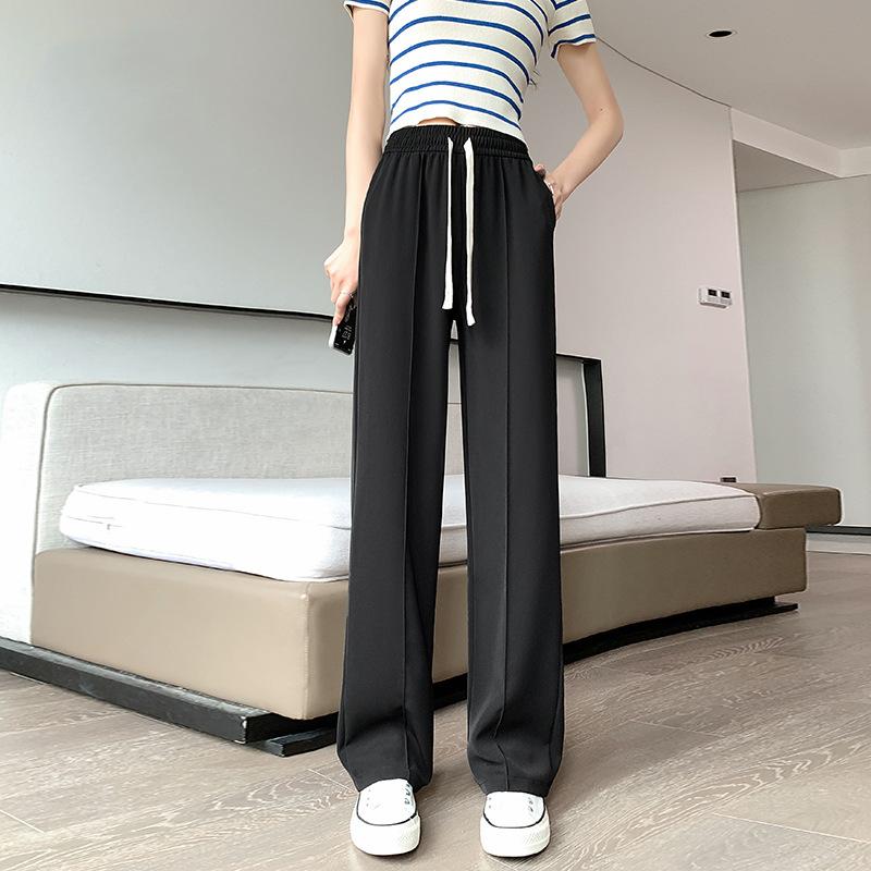 

Macaron Suit Pants for Women s Pockets, Large Size Women s Casual Pants Wide-leg Straight Pants XL