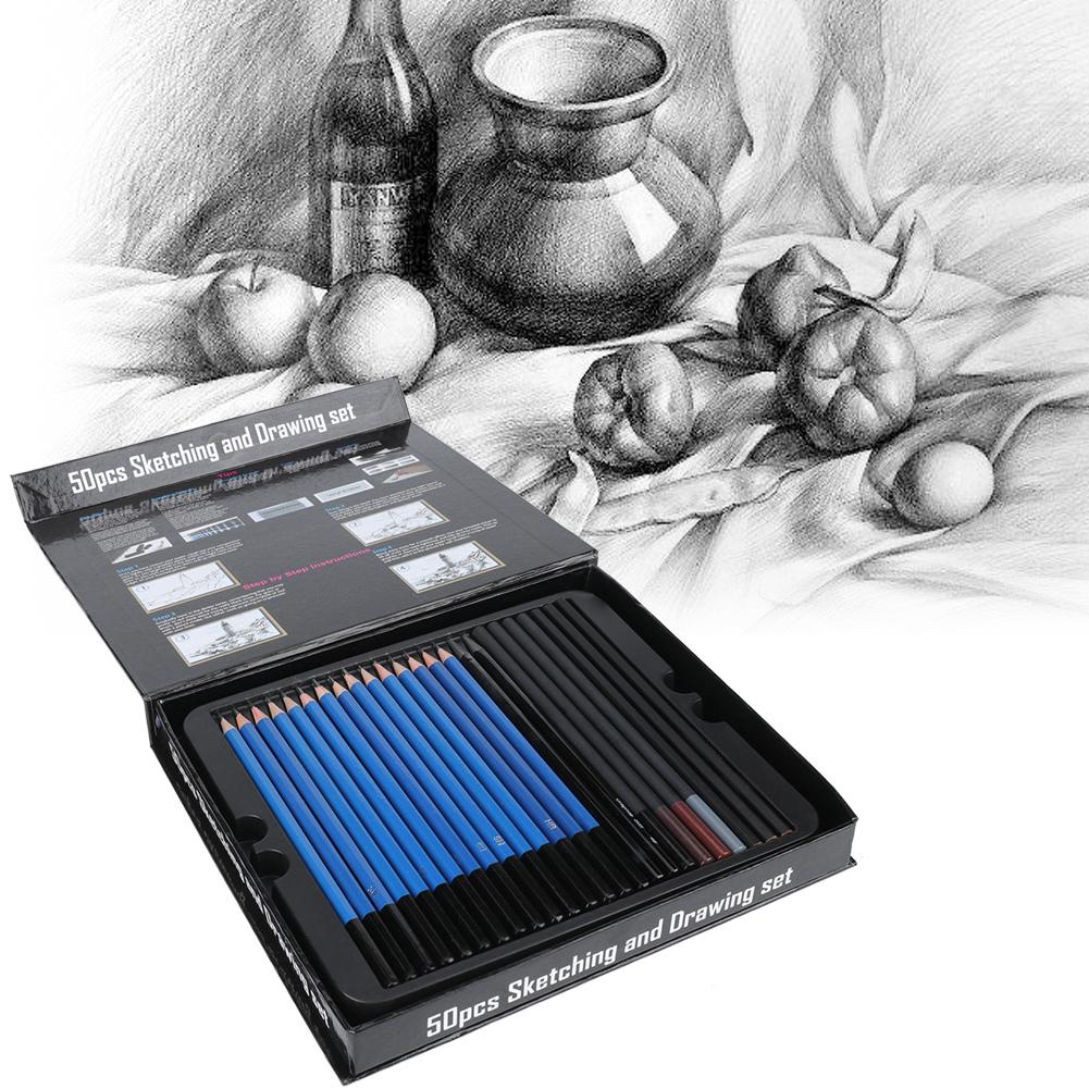 

50 шт. Профессиональный художник наброски и набор для рисования карандаши эскиз уголь палка художественные инструменты