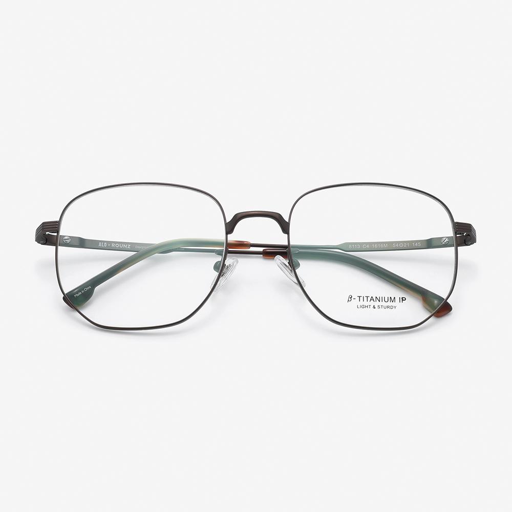 Alloaiweeo [Aloxrounz] Oversized Square Beta Titanium Eyeglass Frames Ara8113 C4 Brown