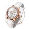 OLEVS Women's Cute Leather Strap Watch with Chronograph Quartz Movement, Rose Gold Crystal Bracelet Set, Lightweight, Thin, Waterproof, Date Display,