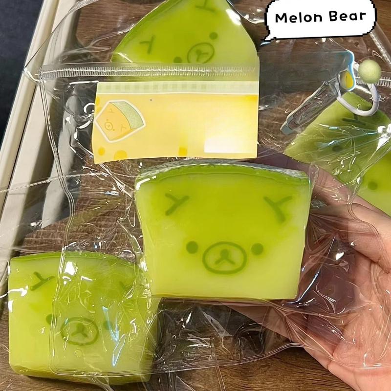 Hot New 1Pc Soft Taba Squishy Toy With Butter Texture - Sweet Melon Bear Shaped To Relieve Stress