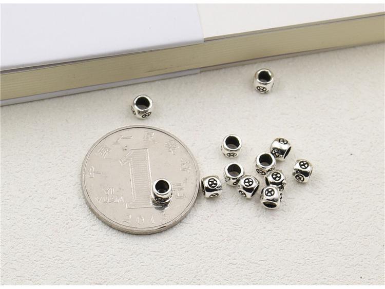 Jiudai Jewelry 4.5MM S925 Sterling Silver Thai Oxidized Spacer Beads for DIY Handmade Accessories