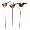 Decorative Yard Stakes 3PCS Rusty Metal Bird Ground Stake Cute Birds Sculpture Animals Whimsical Accents Garden Stake for Outdoor Decor Gifts