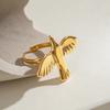 Unique Peace Doves Bird Wing Open Ring Adjustable Finger Ring Handmade Stainless Steel Accessory for Everyday Wear