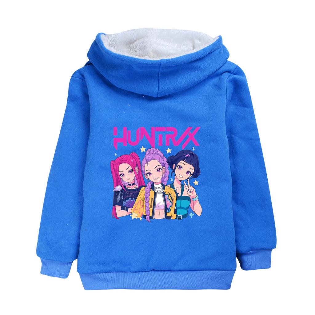 5025 Girls Kpop Zoey Mira Rumi Zoey Rumi Mira Print Casual Long Sleeves Velvet Warm Winter Jacket