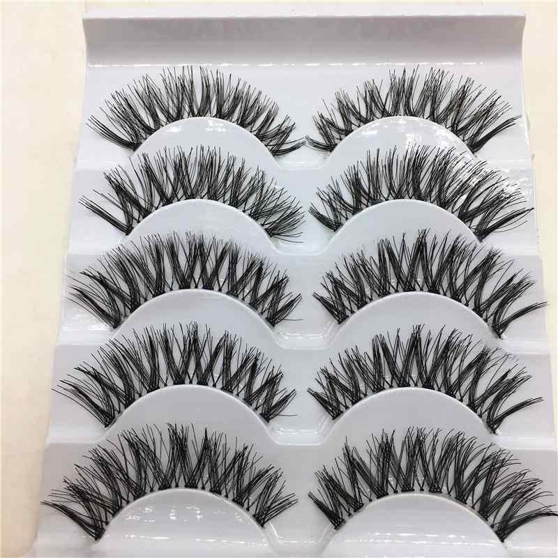 Buy PDPO 5 Pair Handmade Natural Long Thick Cross Makeup Tool False ...