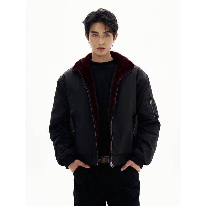 Kisko Winter American-Style Fur Collar Quilted Bomber Jacket with Stand Collar for Men and Women, Trendy Brand, Cool and Warm Cotton Coat