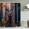Forest Elk Shower Curtain High Definition Printed Fabric Waterproof Bathroom Decoration For Home Decor