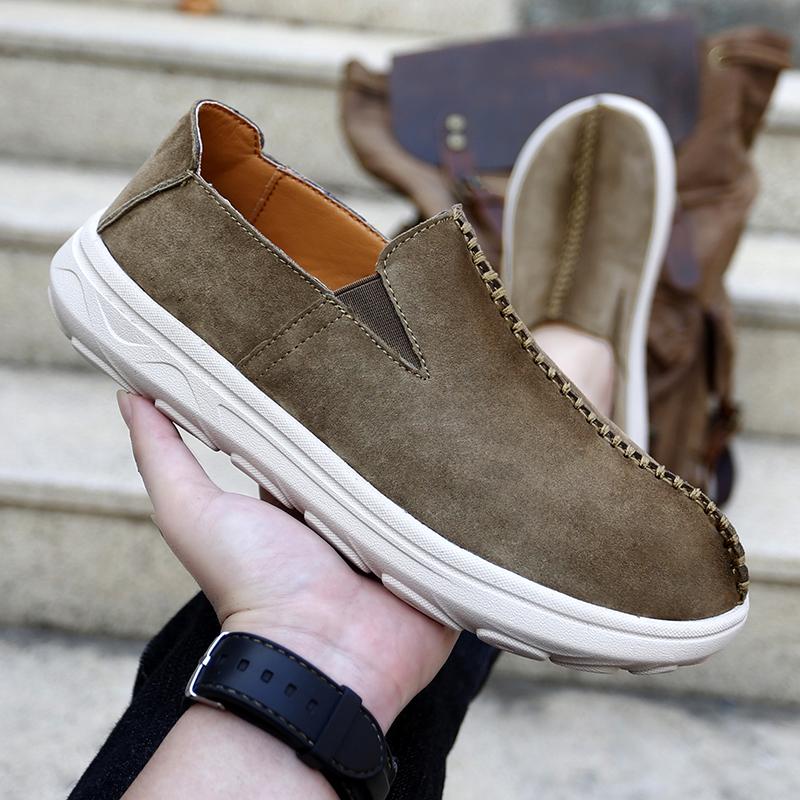 Fashion Brand Men's Top Layer Pig Leather Fashion Casual Shoes for Men's Outdoor Anti Slip and Wear-resistant Sports Board Shoes