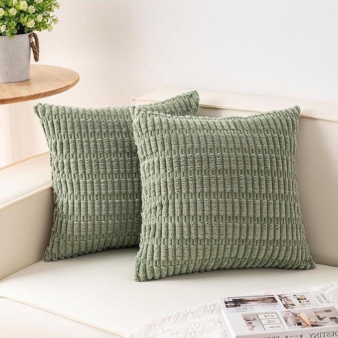Solid Color Plush Double-Sided Pillowcase Corduroy Cushion Cover Decorative Sofa Bed Head Lumbar Support Pillowcase Set Of Two