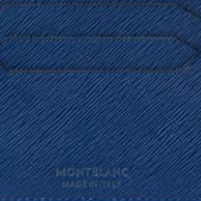 Montblanc Brand Printed Solid Color Six Card Slot Leather Wallet Men Wallets Indigo-Blue 130812