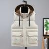 Men's Cotton Vest Winter Men's Hooded Cotton Waistcoat Vest Jacket