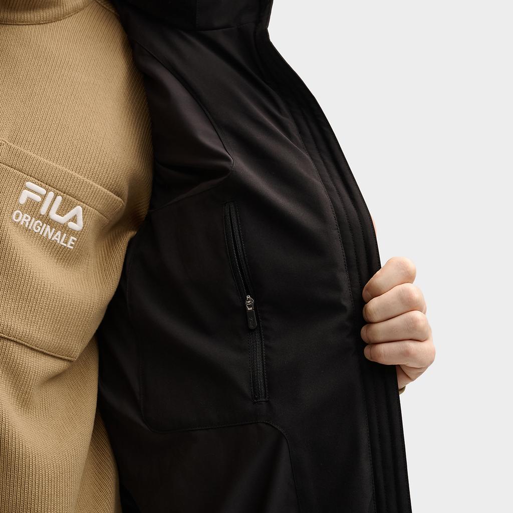 FILA Original RGB Multicolor Fashion Simple Classic Versatile Comfortable Casual Warm Zipper Stand Collar Logo Solid Color Down Vest F11M549906F-BK