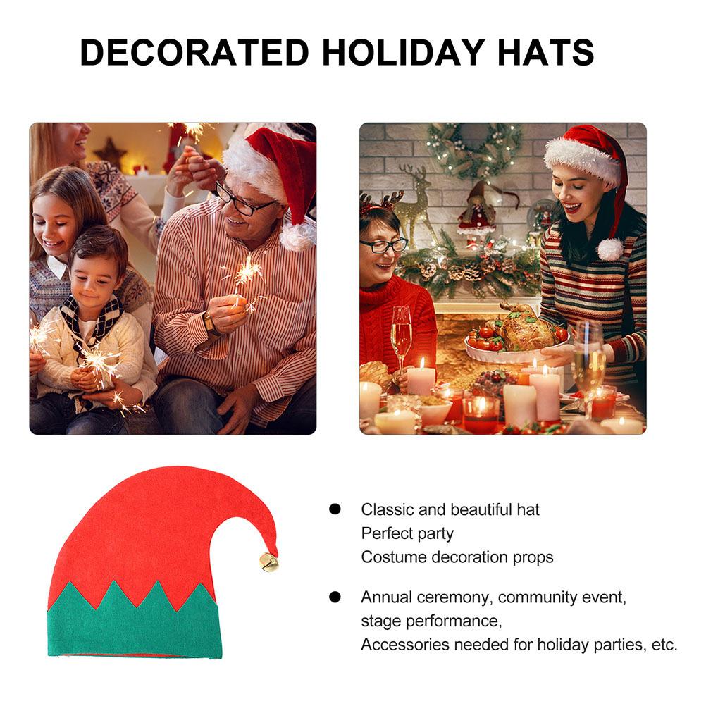 2Pcs Gold Thread Elf Hats Christmas Party Hat for Kids Costume Props Holiday Gathering Decoration Accessories Christmas Hat