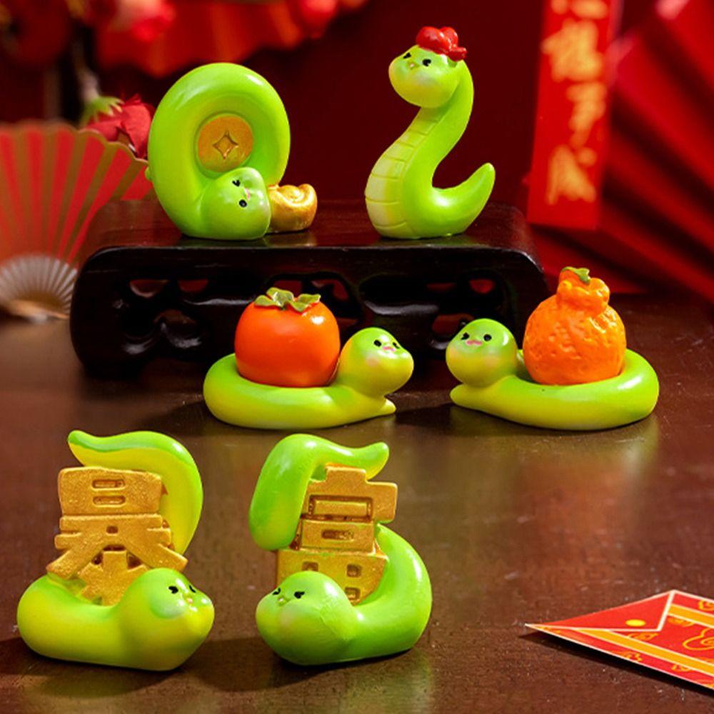 6PCS 2025 New Year Snake Miniatures Spring Festival Mini Snake Figures  Home Office