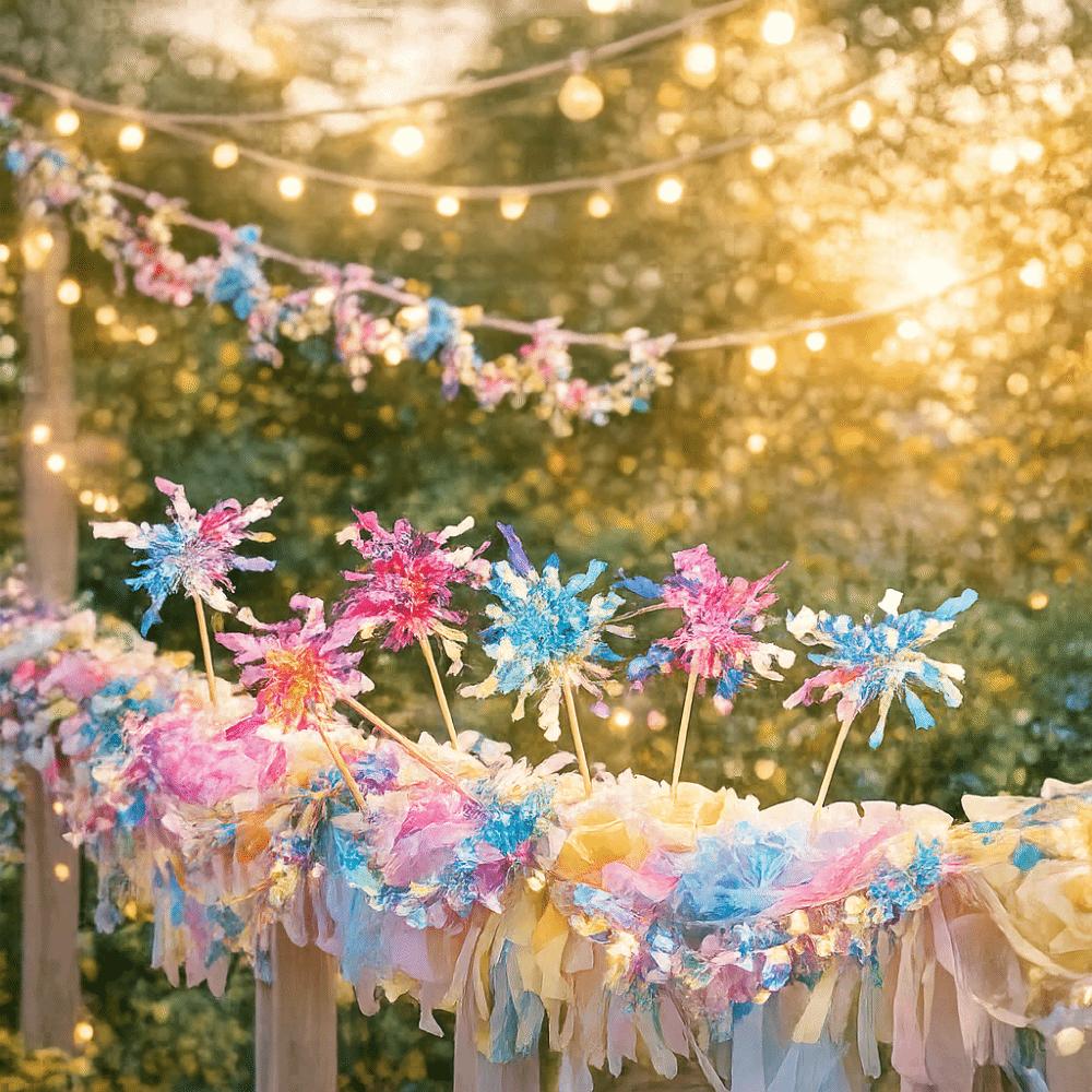 10 pieces Colorful Foil Firework Cupcake Toppers Fireworks Tassels Cake Plugin  DIY Baking