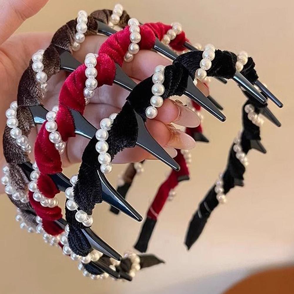 3Pcs Decorative Hair Band with 5 Hair Ties Fashion Non-slip Hairband Fashion Hair Accessories Gifts for Women Girls