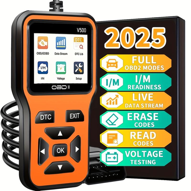 2025 Latest Obd2 Scanner Diagnostic Tool—Complete Engine Code Reader with Data Stream, Input/Management Readiness, Voltage Test, and Erase