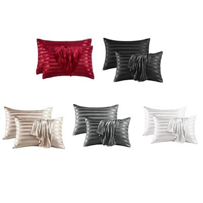 2Pcs Pillowcases In Colored Stripe – Soft And Resistant Fabric, Enhances Any Living Space With Elegance