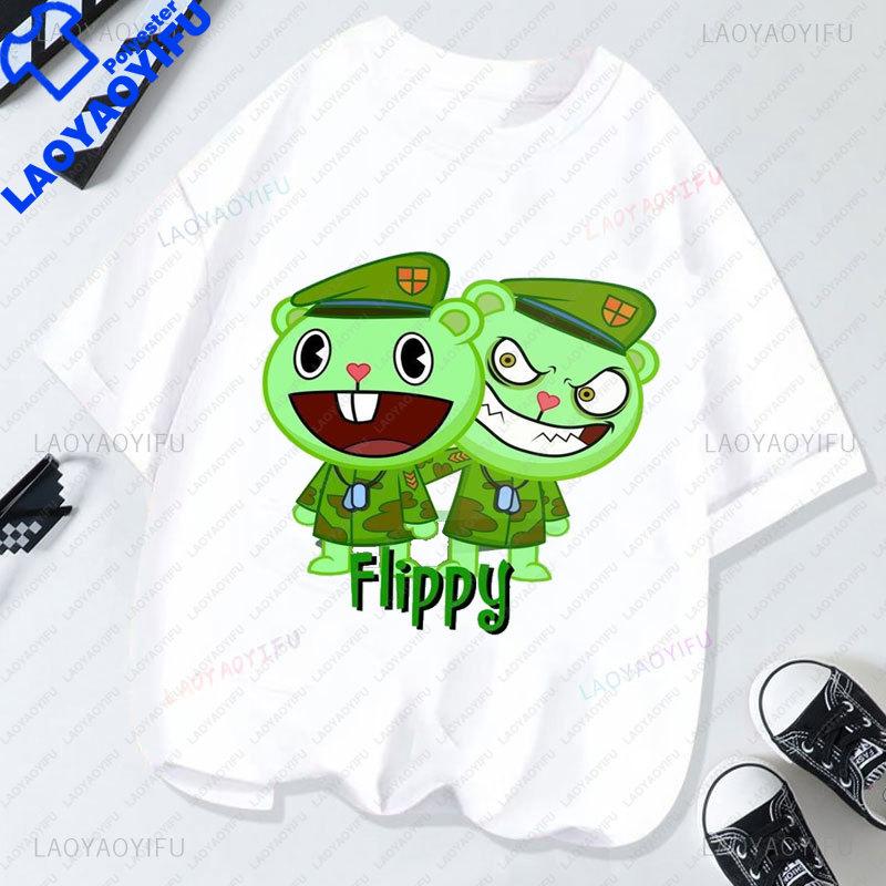 T-shirt Cartoon Happy Tree Friends Anni '80 '90 Vintage Grafica Manica Corta Per Coppia Singolo Articolo Unisex Unisex Abbigliamento Taglie Forti