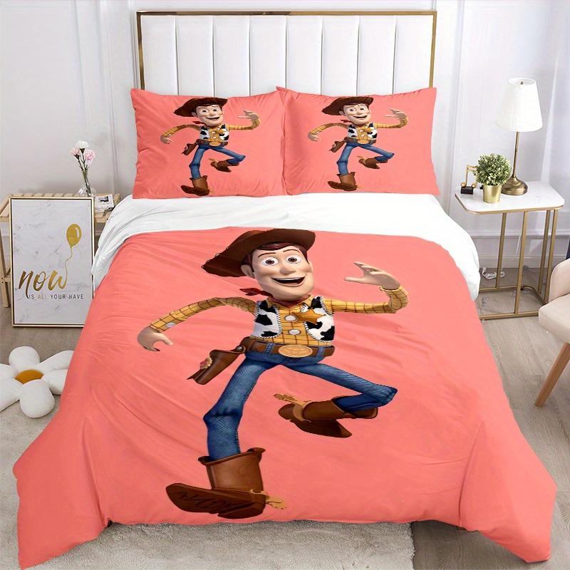 3pcs Pink Woody Toy Story Printed Quilt Set Soft and Comfortable Quilt Cover for Bedroom, Guest Room Bedding Set D056
