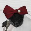 Womens Blue Polyester Bow Tie With Button Or Tie Closure For School Uniforms And Office Wear