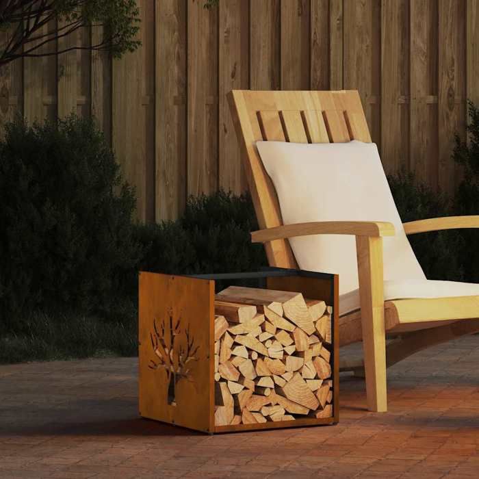 VidaXL Étagère à bois 40x40x40 cm acier résistant aux intempéries 864248
