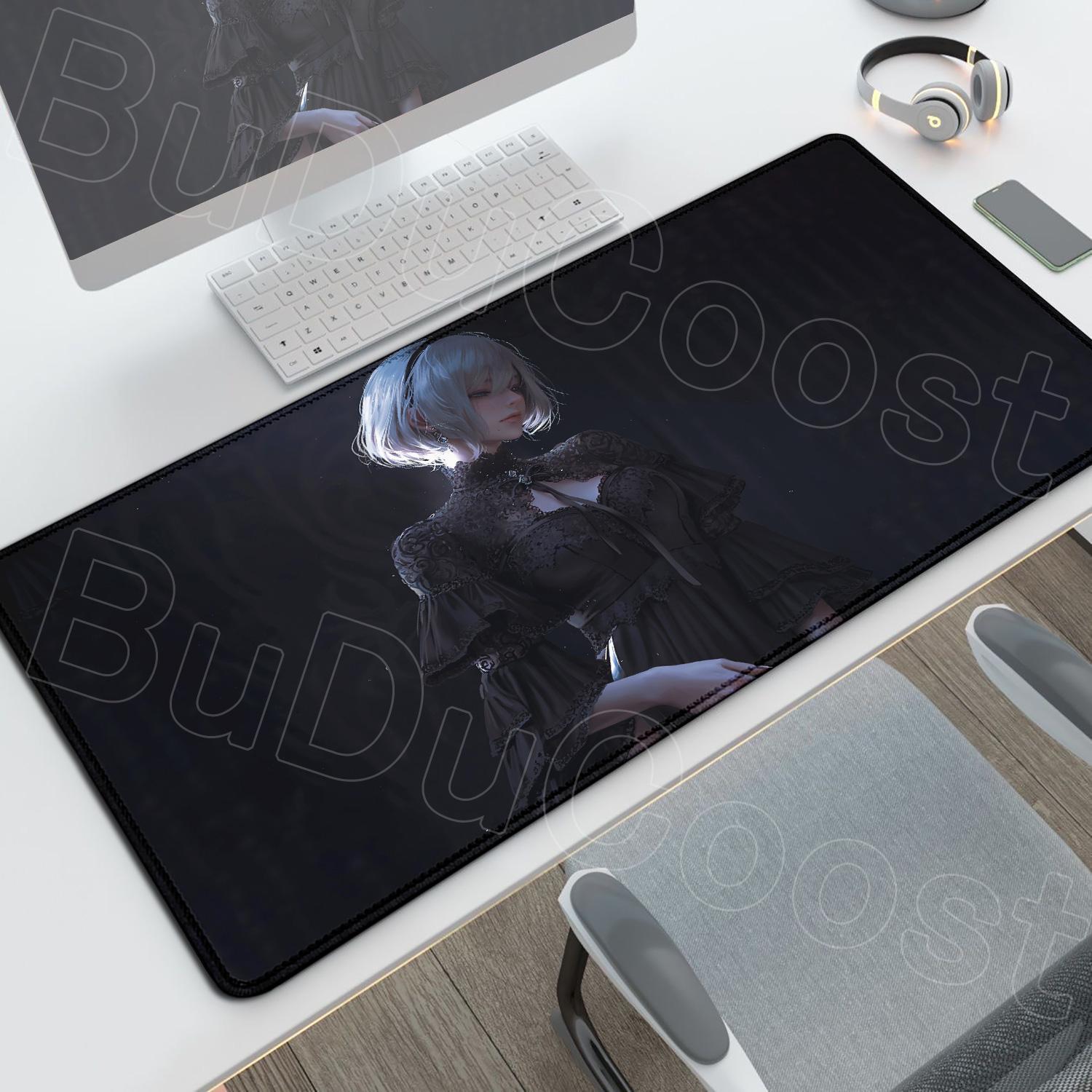 Anime style NieRAutomata XXL large mousepad Mousepad Laptop Desk Mat Locking Edge Computer Expansion Pad Keyboard Accessories 800x300x2MM