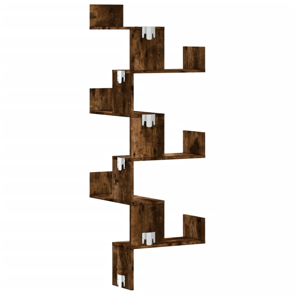Vidaxl Corner Wall Shelf, Smoked Oak, 45X45X147 Cm